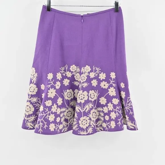 Vtg NIPON BOUTIQUE Skirt‎ Suit Set Sz 2P Purple Floral Embroidered Art Statement - Picture 12 of 16